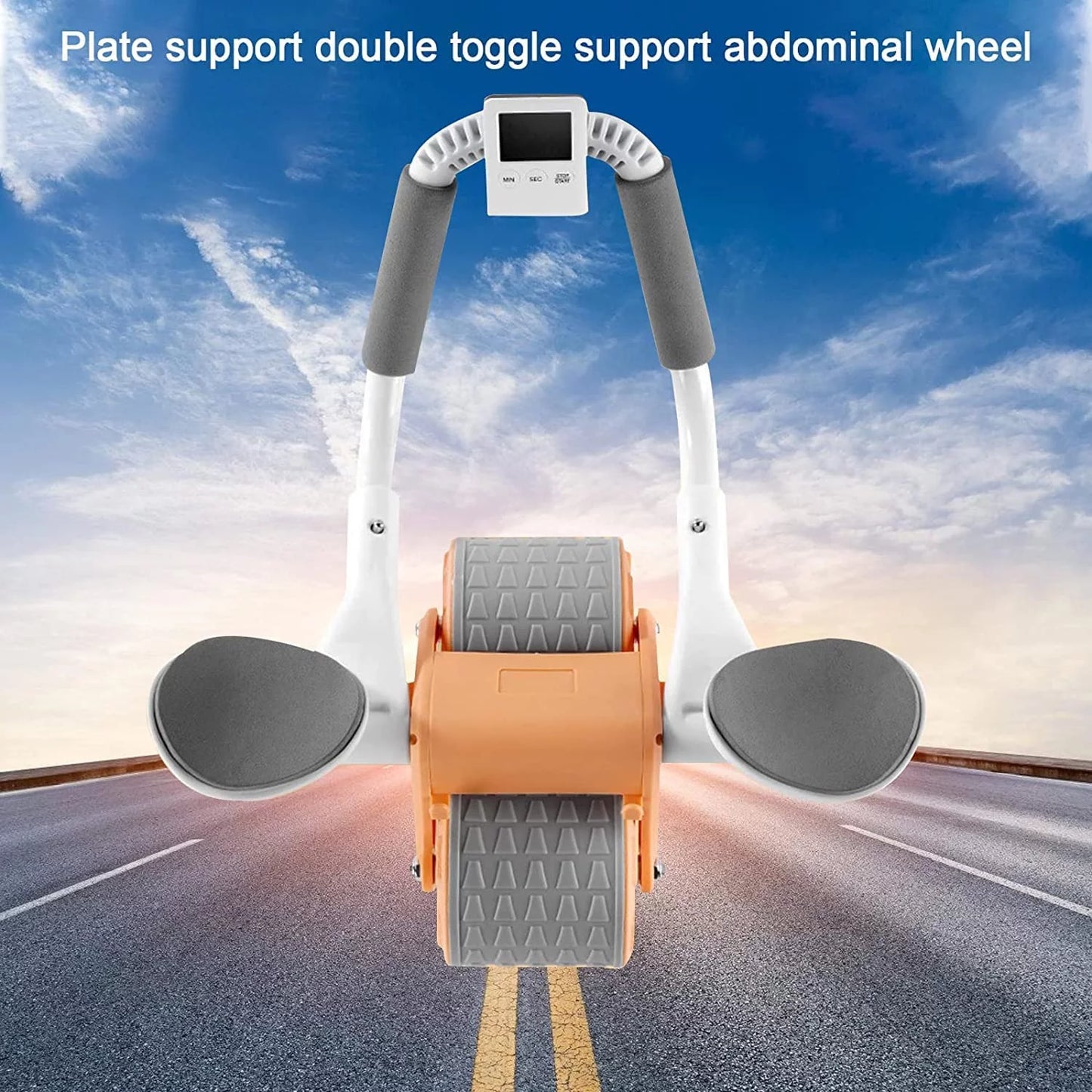 2023 New with Timer Ab Abdominal Exercise Roller Elbow Support, Abs Roller Wheel Core Exercise Equipment, Automatic Rebound Abdominal Wheel(Black)