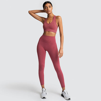 2Pcs Seamless Hyperflex Workout Sport Outfits for Women Sportswear Athletic Clothes Gym Long Sleeve Crop Top High Waist Leggings